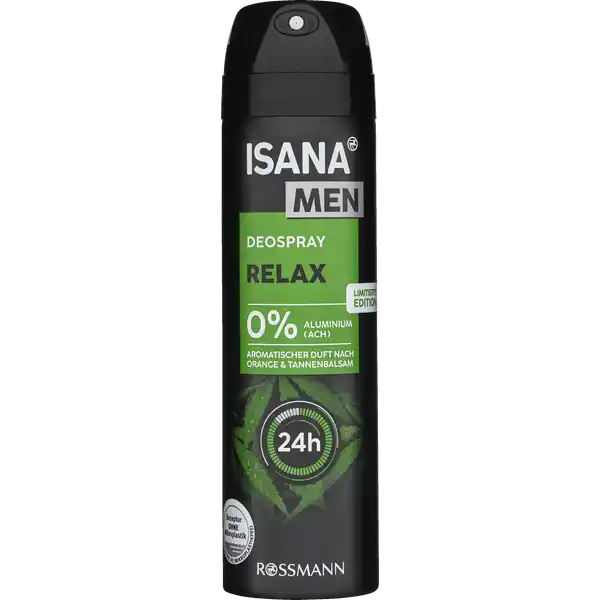 ISANA Men deodorant spray: RELAX 0% Aluminum 150ml /5 fl oz -FREE SHIPPING