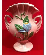 Vintage Hull Art Ceramic Dble Handled Vase w Magnolia Design, USA, 6 3/4... - $748.70 MXN