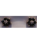 Sapphire Diamond Earrings 10K Gold Vintage Cluster Flower Stud Vintage - $495.00