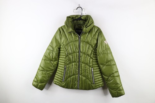 Vintage 90s Y2K Guess Womens Medium Spell Out Babydoll Puffer Jacket Mos... - $108.85