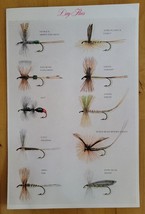 DRY FLIES Print #2 - COLOR ILLUSTRATION PLATE PAGE, CABIN FISHING RUSTIC... - $3.31