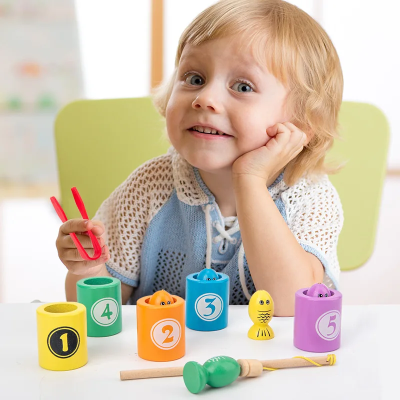 Baby Wooden Magnetic Fishing Learning Toys Children&#39;s Preschool Montessori - £10.60 GBP