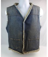Vintage Carhartt sherpa lined denim vest button-up Destroyed Men&#39;s Large - £55.81 GBP