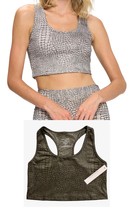 EVCR Women&#39;s KENDALL - GREEN GATOR SKIN COMPRESSION CROP TANK Size L Green - $19.79