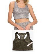 EVCR Women&#39;s KENDALL - GREEN GATOR SKIN COMPRESSION CROP TANK Size L Green - $19.79