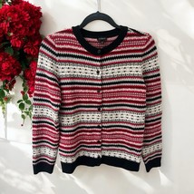 Talbots Sweater Womens Red Grey White Cardigan Fair Isle Nordic Button S... - $27.72