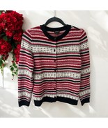 Talbots Sweater Womens Red Grey White Cardigan Fair Isle Nordic Button S... - €23,96 EUR