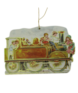 Victorian Style Die Cut Kids on Train  Reversible Cardboard Ornaments Me... - £5.47 GBP