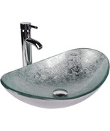 Bathroom Sink And Faucet Set - Creative Tempered Glass Vessel Sink Basin... - £98.29 GBP