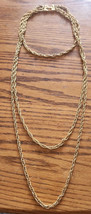 Vintage Trifari Gold Tone Three  Chain Rope Necklace Choker Mid Longer - $61.67 CAD