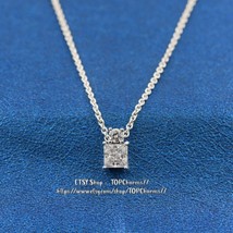 Winter Release Sterling Silver Sparkling Collier Round &amp; Square Pendant Necklace - £18.71 GBP