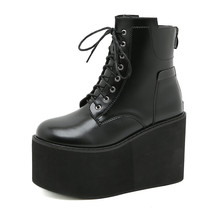 10.5 cm Super High Heel Fashion Martin Boots Women Autumn New Wedge Ankle Boots  - £76.01 GBP