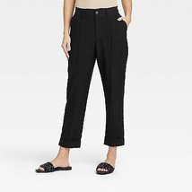 Women&#39;S High-Rise Slim Straight Leg Pintuck Ankle Pants - Black 12 - $28.99