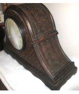CLOCK MANTEL  QUARTZ  BASKET WEAVED BAMBOO RATTEN - $57.34 CAD