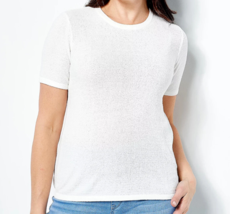 Laurie Felt Cloud Short-Sleeve Sweater Tee Shirt- WHITE, SMALL - £15.81 GBP