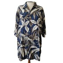 Vintage Blue Pierre Cardin Rayon Hawaiian Shirt Size Large - $34.65
