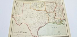 Antique 1877 Color Lithograph Map Of South Central Usa 12&quot; X 9&quot; Steinwehr Tx La - £7.19 GBP