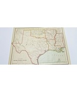 Antique 1877 Color Lithograph MAP OF SOUTH CENTRAL USA 12&quot; x 9&quot; Steinweh... - £7.07 GBP