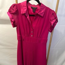 Signature by Robbie Bee Hot Pink Pleated Dress - Size 8P (Belt Missing) - $16.83