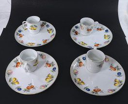 8 Pc. Royal Geoffrey Snack Set 4 Cups/4 Plates Fine China Fruit Decoration Japan - £23.48 GBP