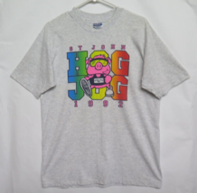 VTG 90s St John Hog Jog Fun Run Shirt Hanes USA Mens L Washington Rainbow Pig - £14.83 GBP