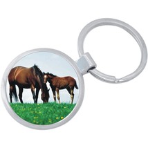 Brown Horses Keychain - Includes 1.25 Inch Loop for Keys or Backpack - £8.46 GBP