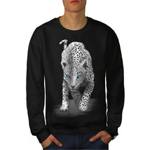 Panther Blue Eyes Animal Jumper Big Cat Fun Men Sweatshirt - £15.14 GBP