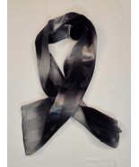 Vintage Gilda&#39;s Club Long Silk Scarf Black &amp; Gray Satin Stripe 58&quot;x10&quot; EUC - $19.79