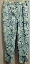 Lauren Ralph Lauren Blue &amp; White Paisley Pants Cotton/Spandex Size 12P - £11.80 GBP
