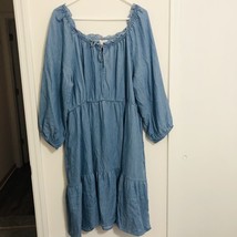 Beach Lunch Lounge Chambray Lyocell Tiered Peasant Style Dress NWOT Midi... - £21.44 GBP