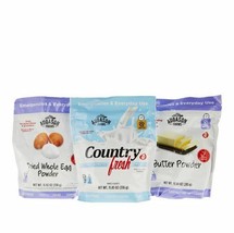 3 PACK Augason Farms Milk, Butter, Eggs Powder Resealable Pouches Emergency Food - £51.23 GBP