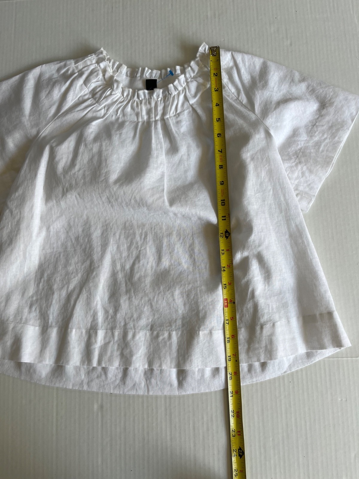 Saks Fifth Avenue Sz S June Puff Sleeve Flare Crop Top Linen Blend Blouse Item image 6