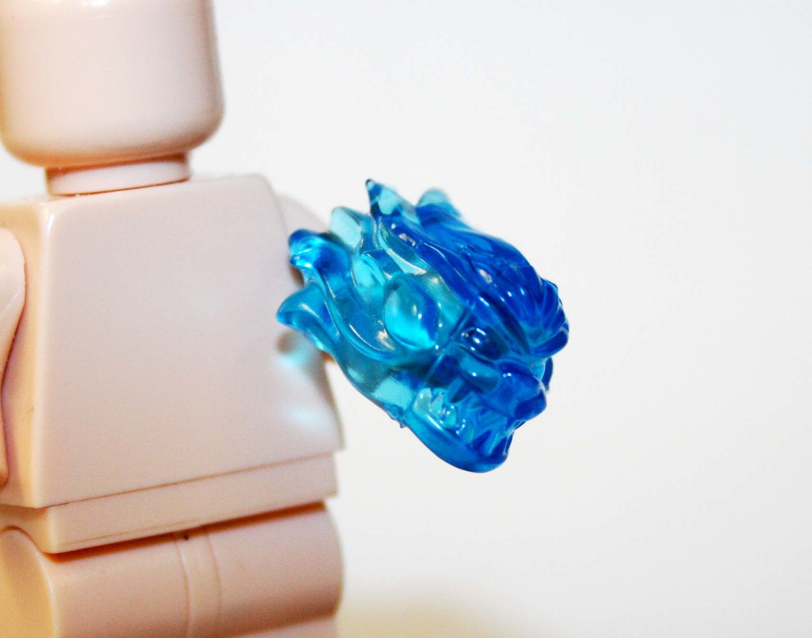 Building Blue Clear Flame Skull Lion Hand Piece Minifigure Custom - £2.65 GBP