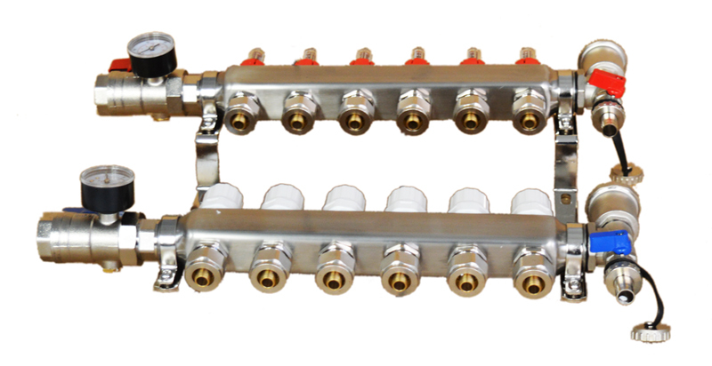 6-Branch PEX Radiant Floor Heating Manifold Set w/ Flow Meters Stainless... - $199.00