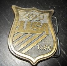 Vintage 1980s OLYMPICS TEAM USA Small Metal Belt Buckle - £15.79 GBP