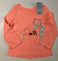 Cat &amp; Jack Girls Peach Fox Long Sleeve T-Shirt Size: 18M - £9.44 GBP