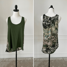 Anthropologie Delatta Mixed Material Tank Top Green M - $377.69 MXN