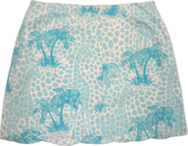 Vintage Lilly Pulitzer Blue Giraffe Print Cotton Skirt - £48.50 GBP