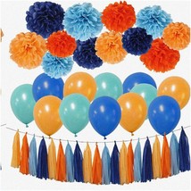 Fiesta Frenzy Party Pack - Vibrant Tissue Pom Poms, Tassel Garland, and Balloons - £21.39 GBP