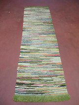 2x6 Vintage Hand Loomed Cotton Stripe Runner Rug Natural Dyes Braided Rag Nice - £122.64 GBP