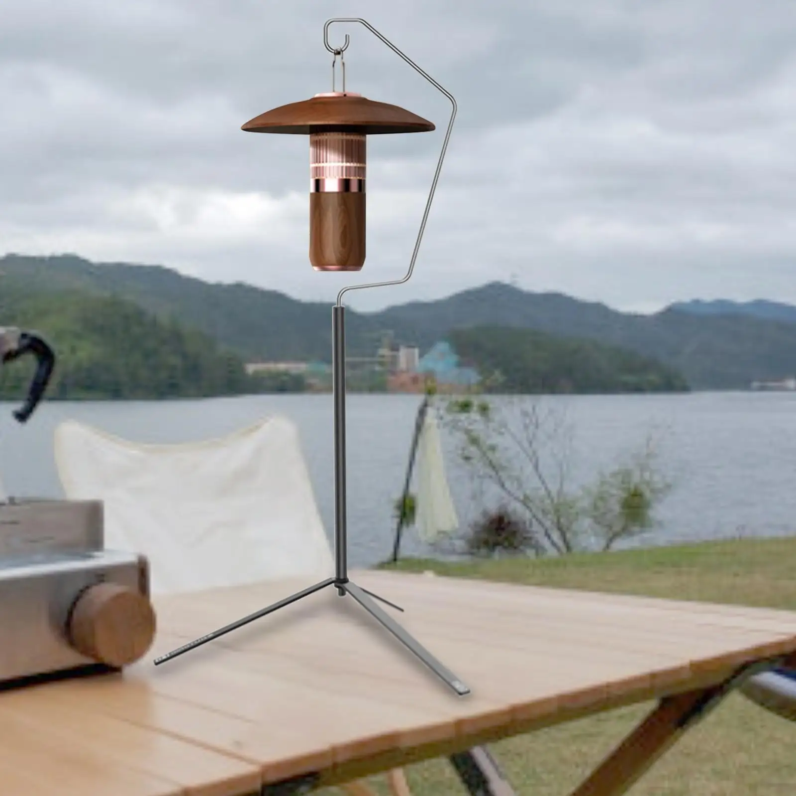 Camping Lantern Stand Lightweight Tripod Aluminum Alloy Desktop Hanging Light - £13.60 GBP