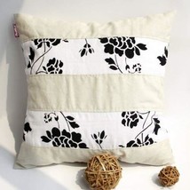 Onitiva - [Flowing Flowers] Linen Patch Work Pillow Cushion Floor Cushio... - $19.79