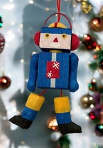 Vintage Robot Christmas Tree Ornament Crepe Paper Legs and Arms Move - $15.89