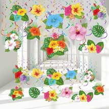 30 Pieces Hawaiian Luau Birthday Party Hanging Swirl Decorations, Flower... - £15.14 GBP