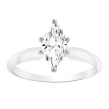 Engagement Wedding Solitaire Ring 1.5Ct Marquise Moissanite Solid 14K White Gold - £367.87 GBP