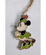 Disney Minnie Mouse Green Outfit Jewelry Pendant On Gold Tone Chain Neck... - £6.61 GBP