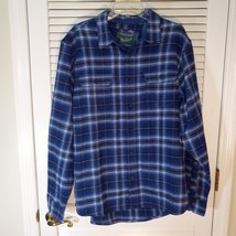 Woolrich Blanket Shirt Jacket Size L Blue Plaid Flannel Cotton Shacket Pockets - £34.33 GBP