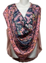 FREE PEOPLE Jet Set Top Sliky Bandana Scarf Front Pink Floral S Oversize... - $21.78