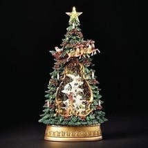 13.5&quot;H LIGHTED SWIRL VILLAGE TREE &amp; CHURCH; SANTA &amp; SLEIGH - $188.05