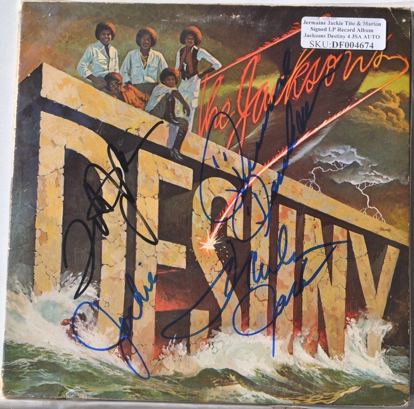 JACKSON FIVE -  DESTINY SIGNED ALBUM X4 - Jermaine, Tito, Jackie, Marlon... - $289.00